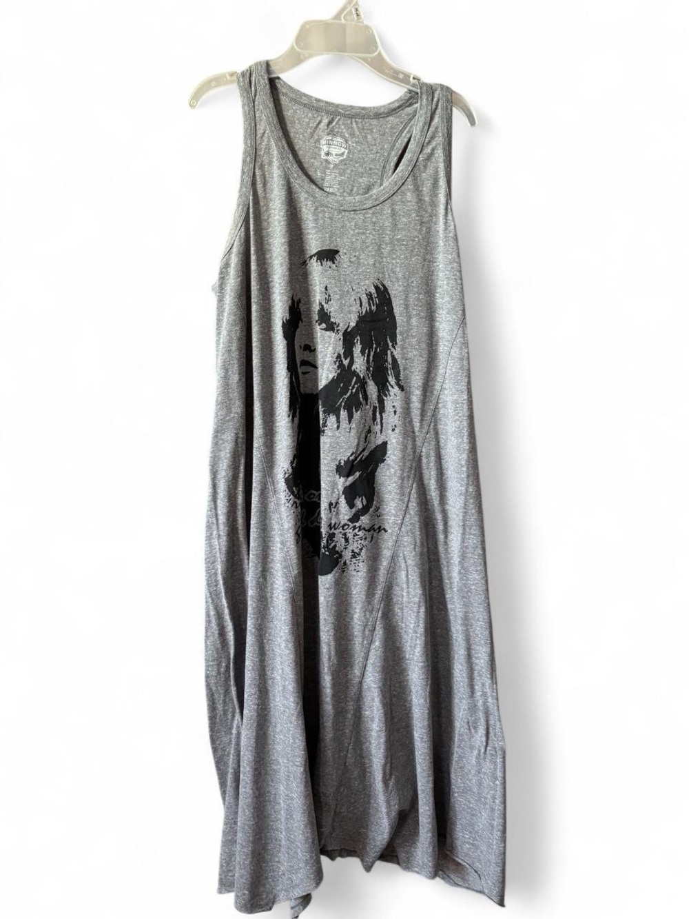 Stevie Nicks Gray Graphic Tank Dress with Black Portrait Print